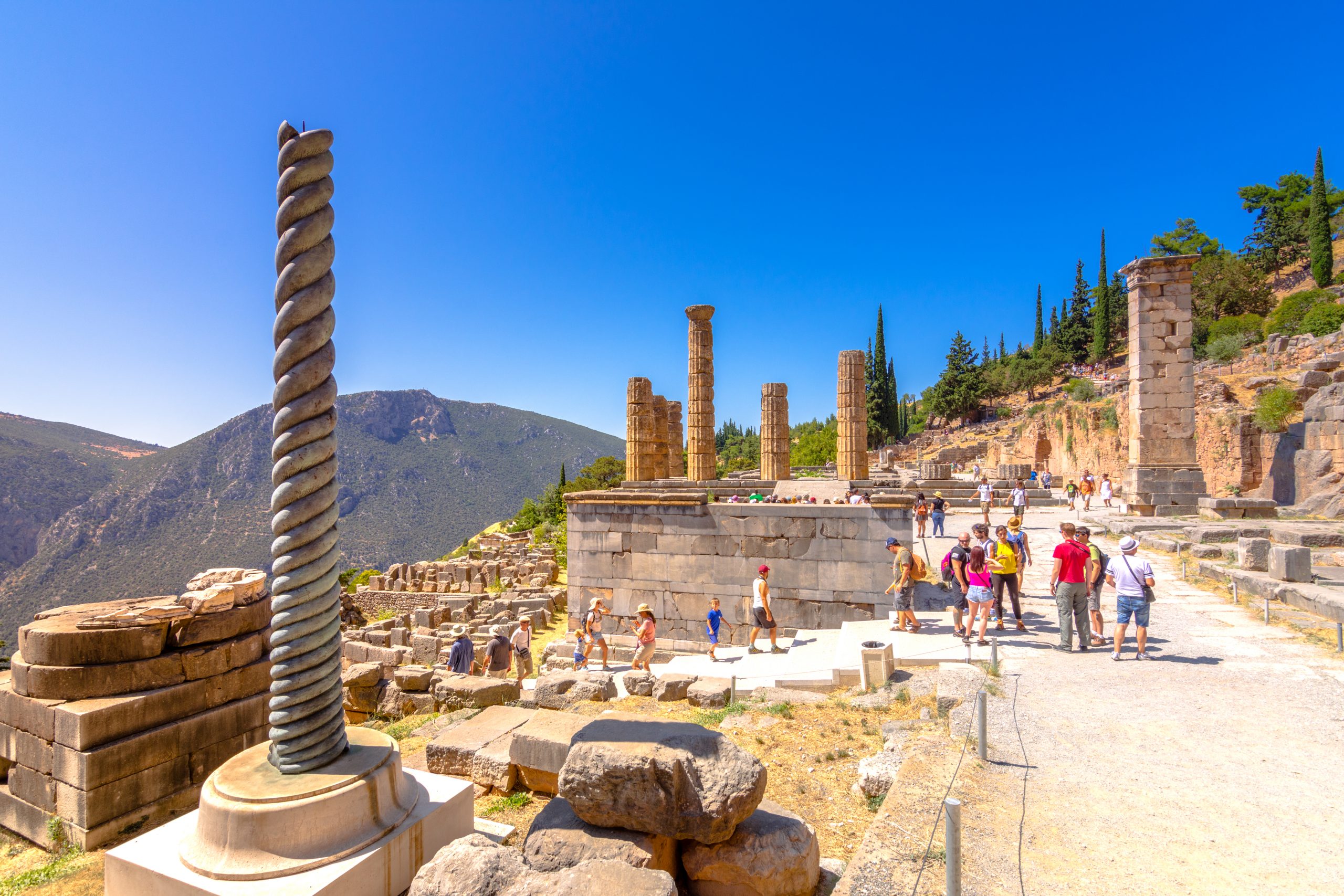 The,Temple,Of,Apollo,In,Delphi,,Greece,On,August,15,