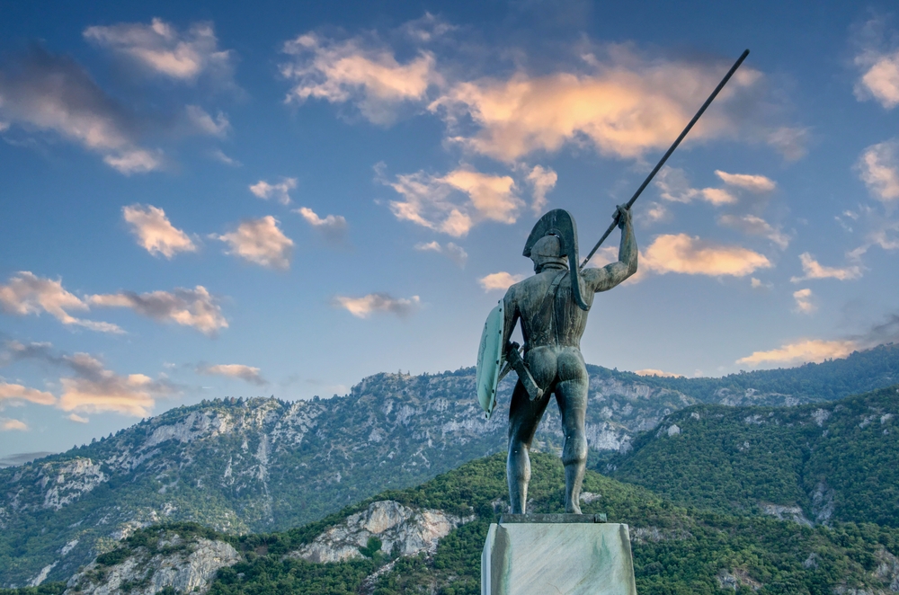 Statue,Of,Spartans,King,,Leonidas,In,Thermopylae,,Greece